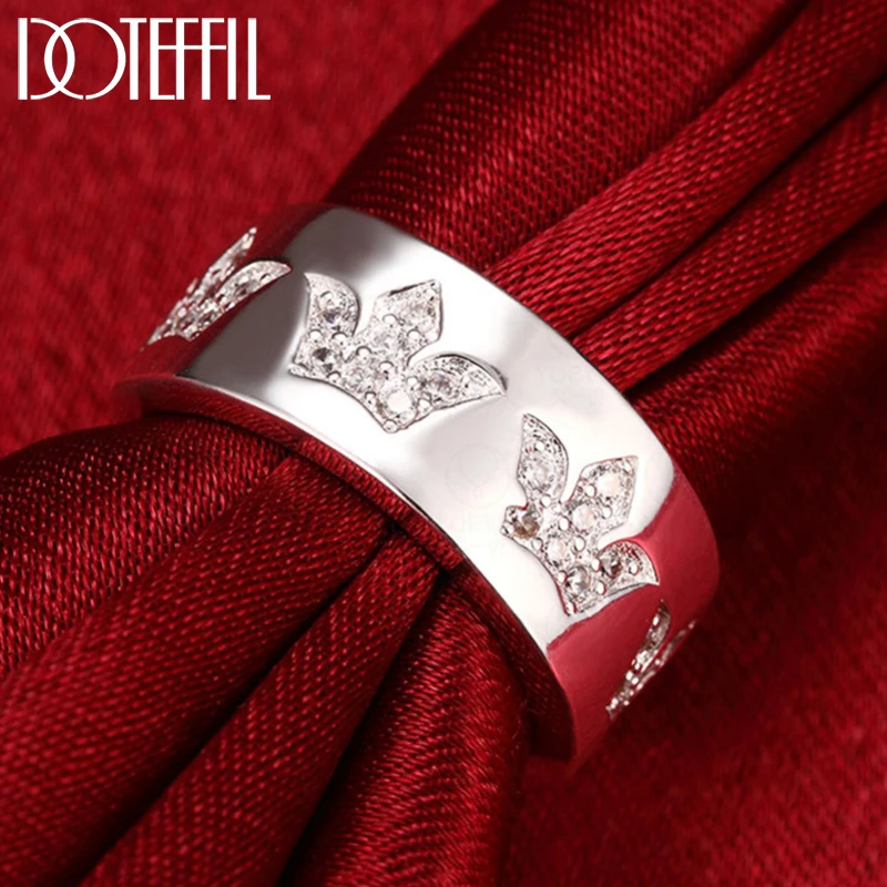 

DOTEFFIL 925 Sterling Silver Crown AAA Zircon Ring For Women Man Wedding Engagement Party Fashion Charm Jewelry