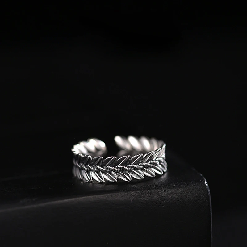 جديد Hot البيع الفضة اللون شخصية الموضة كول نمط الرجعية الأذن من القمح خاتم مفتوح هدية للرجال والنساء JZ0210