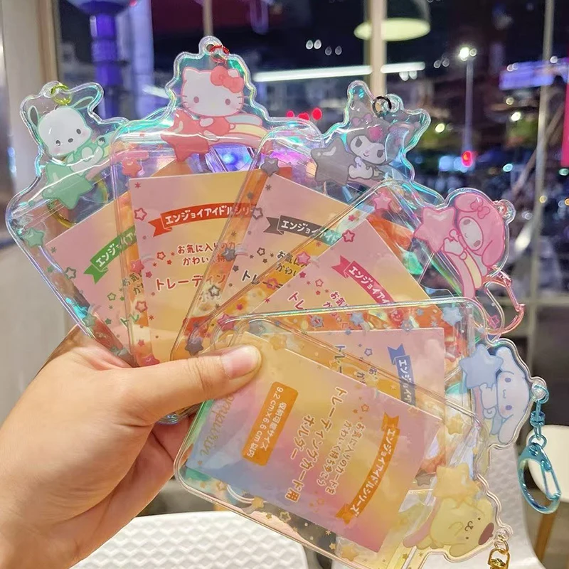 Porta Tarjetas de Sanrio Hello Kitty, Porta Tarjetas de Identificación de Kuromi y Keroppi, Funda para Tarjeta de Acceso, Porta Tarjetas de Comida, Funda para Tarjeta con Llavero de Pochacco