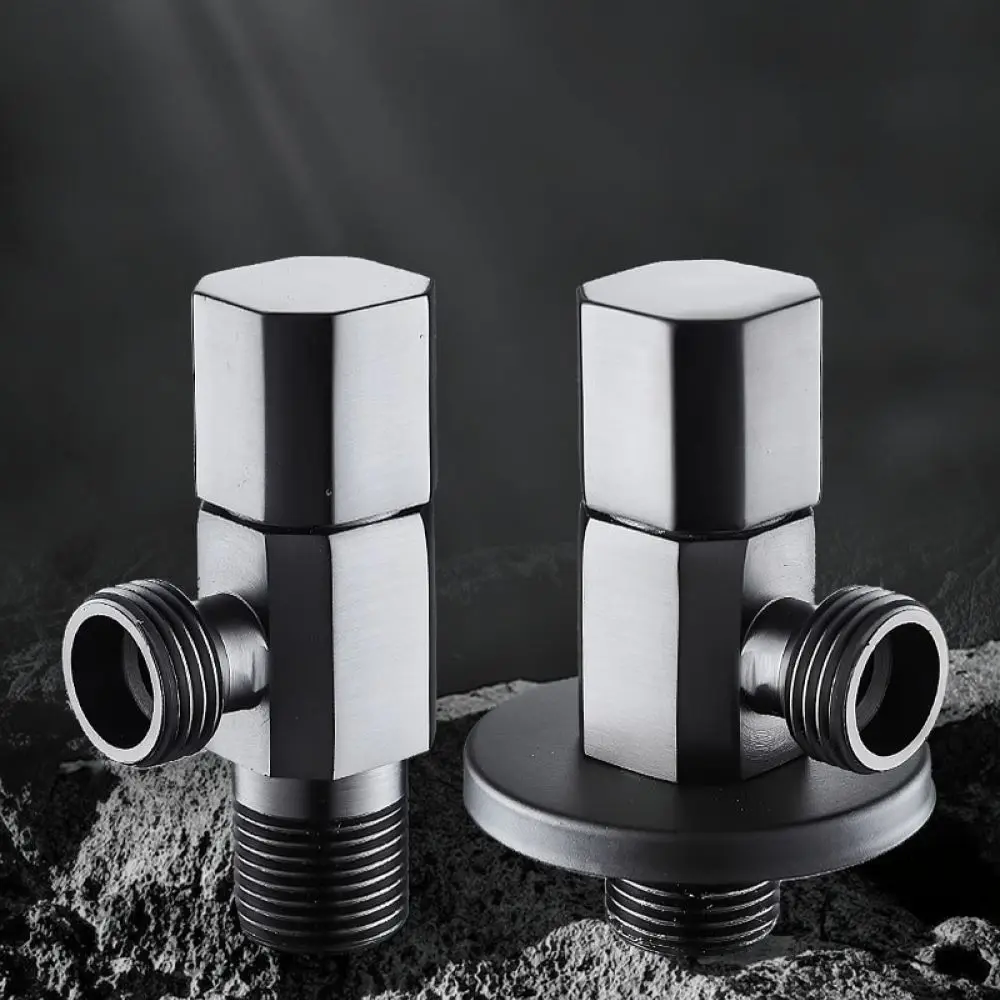 Modern Luxury Solid Copper Angle Valve Gunmetal Gray Water Control Valve For Bathroom Basin Toilet Pipe Fitting