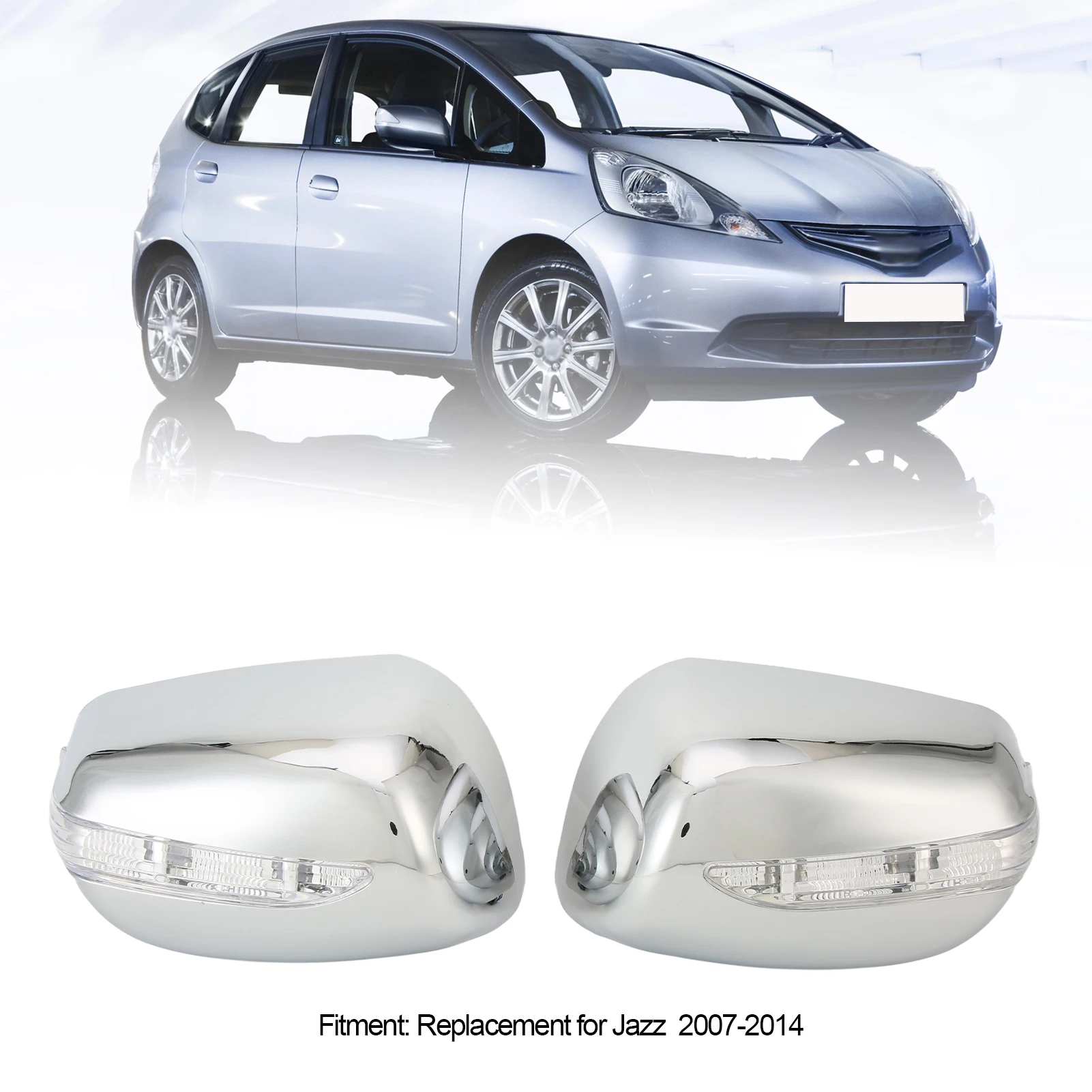 

1 Pair Mirror Cover Waterproof Mirror Cap with LED Signal Lighted Chrome ABS Mirror Shell For Honda Jazz 2007-2014 Accessories