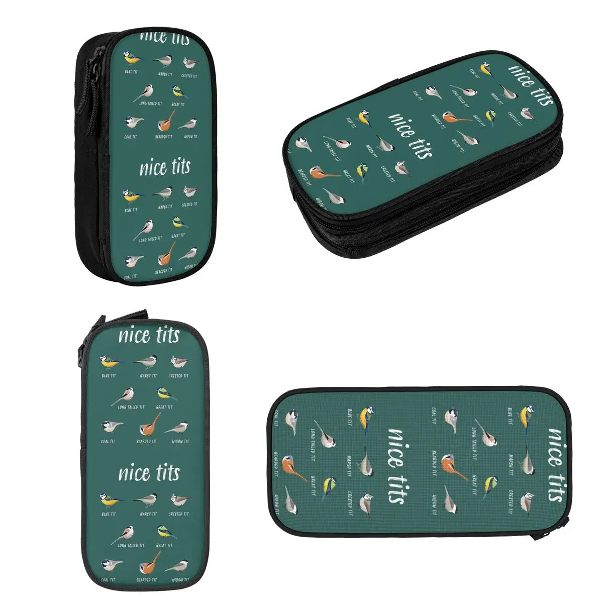 Nice Tits Funny Bird Watching Gift Pencil Cases Large Capacity Pen Bags Pen Box Pencil Pouch For Boys Girls Students Stationery