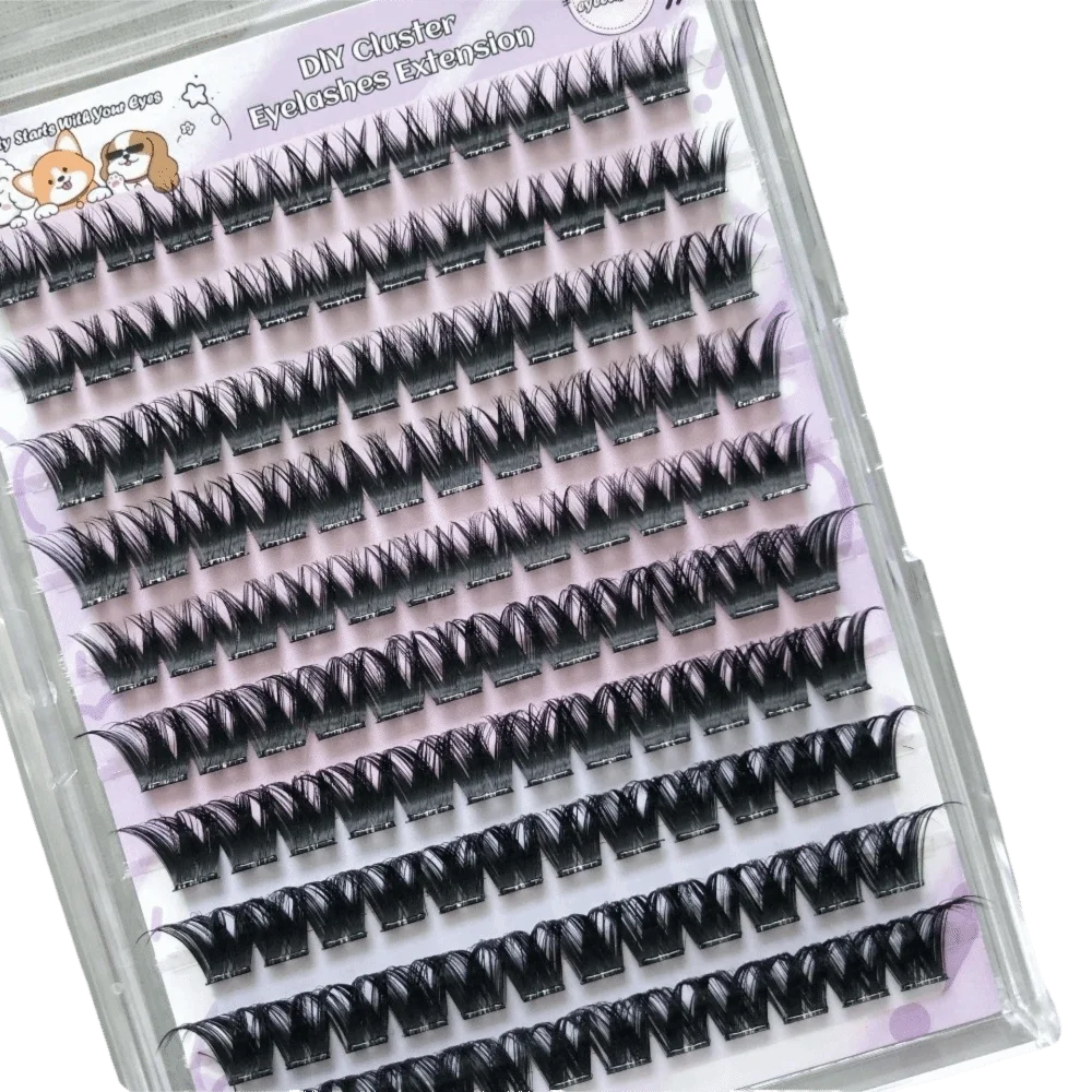 10/20/32Rows Curvature D Dense Grafted False Eyelashes Mixed Length Makeup Thick Grafting Fake Eyelashes 12-16MM Natural