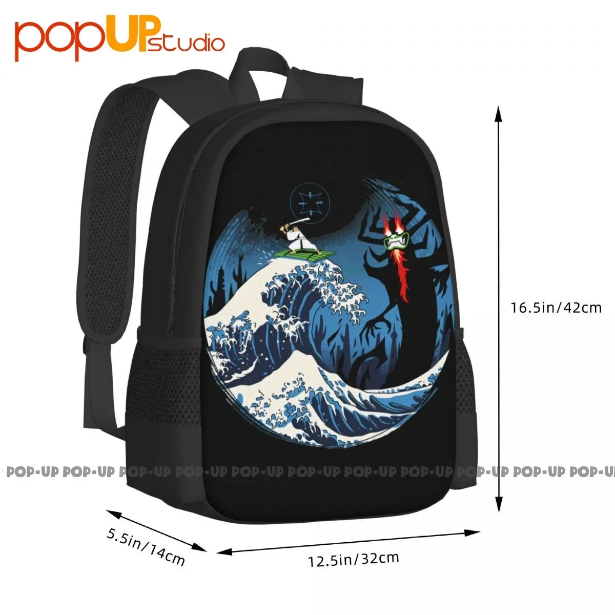 Samurai Jack Surf On The Great Wave To Attack Evil Being Demon Aku Backpack Large Capacity Swimming Gym Tote Bag