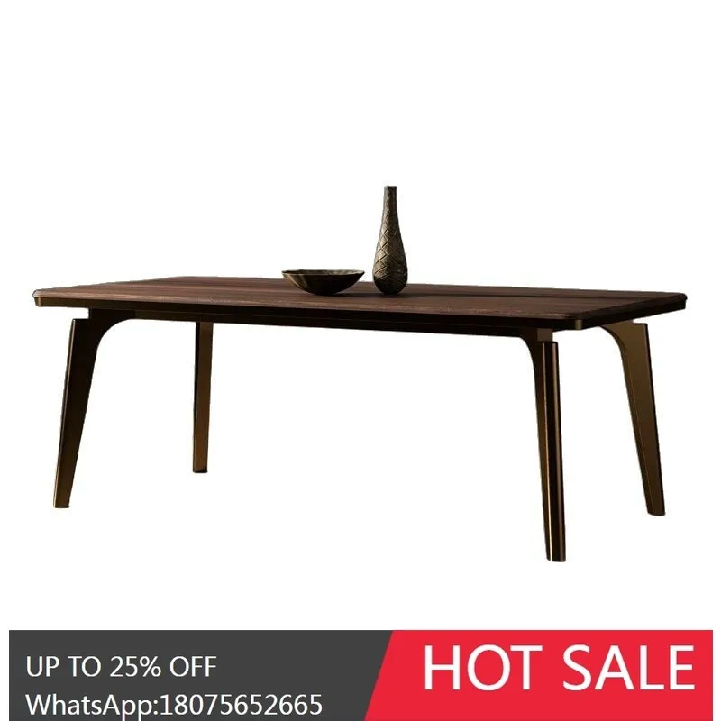 HLZ North American Black Walnut Solid Wood Dining Table Living Room Rectangular Natural Wood Modern Minimalist Workbench