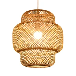 Lampada a sospensione decorativa in Rattan di bambù per ristorante con luce in bambù intrecciata lanterna in stile cinese per caffè e ristorante