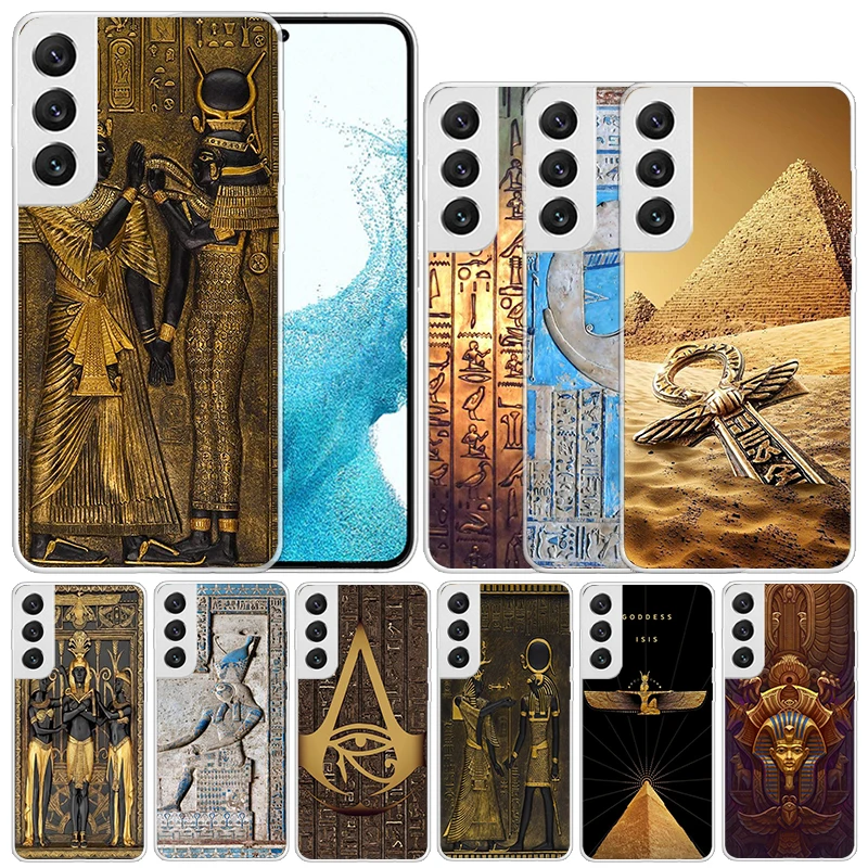 Egypt Nefertiti Anubis Ankh Pharaoh Soft Cover for Samsung Galaxy S23 S22 S21 Ultra S20 FE S10 Plus Print Phone Case S10E S9 S8