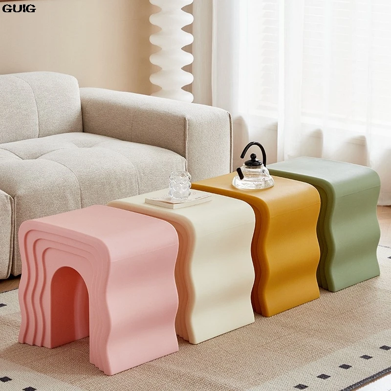 

GUIG European Wave Tea Table Entrance Shoe Changing Stool Floor Decoration Sofa Side Table Living Room Tea Table Combination new