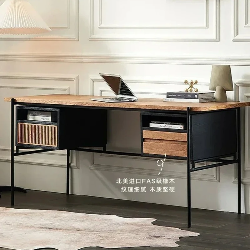 

Современный простой стол соответствующего цвета, ваби-ветер, дизайнерский креативный светильник из цельного дерева, роскошный письменный стол, средневековый компьютерный стол в стиле ретро