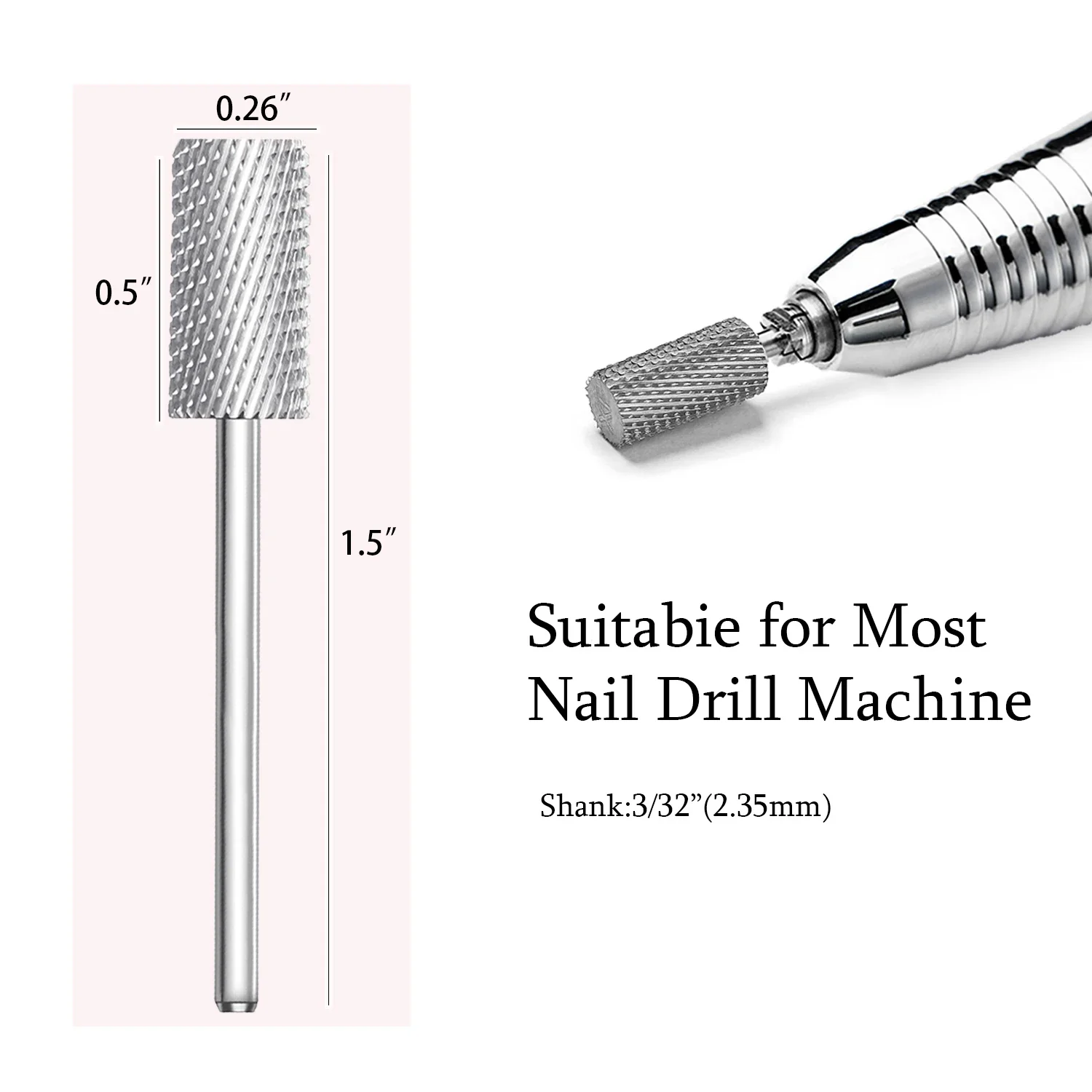 Wysokiej jakości frez diamentowy 6,5 mm, duży, okrągły, z końcówką w kształcie beczki, oryginalny, z węglika spiekanego, do manicure, frez do paznokci, akcesoria do pilników.