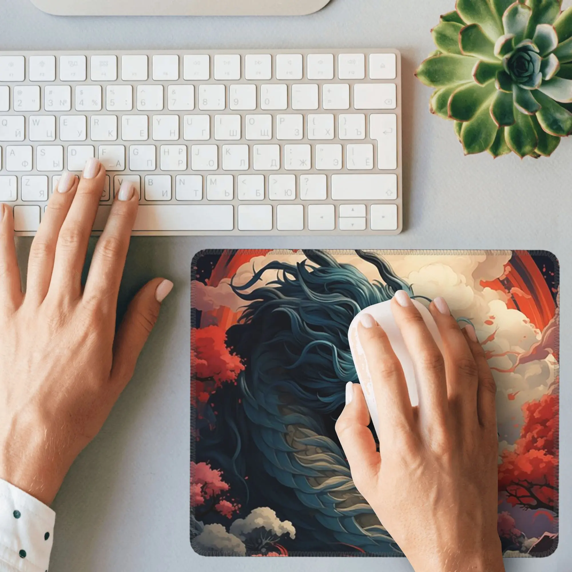 芸者ドラゴンアートマウスパッドコンピュータキーボードマウスマットゲーマー PC ラップトップデスクマットオフィスアクセサリーテーブルマット