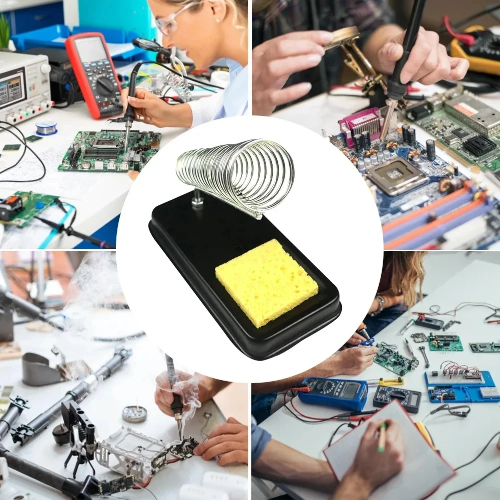 Electric Soldering Iron Stand with Sponge Cleaning Pads Universal High-Temperature Resistant Soldering Holder