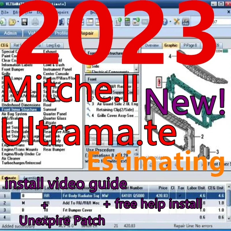 2024 hot sell, Mitchel Ultramate 2023.07 COMPLETE ADVANCED Mitche l ESTIMATING SYSTEM+ Patch for Unexpire+Install Video Guide