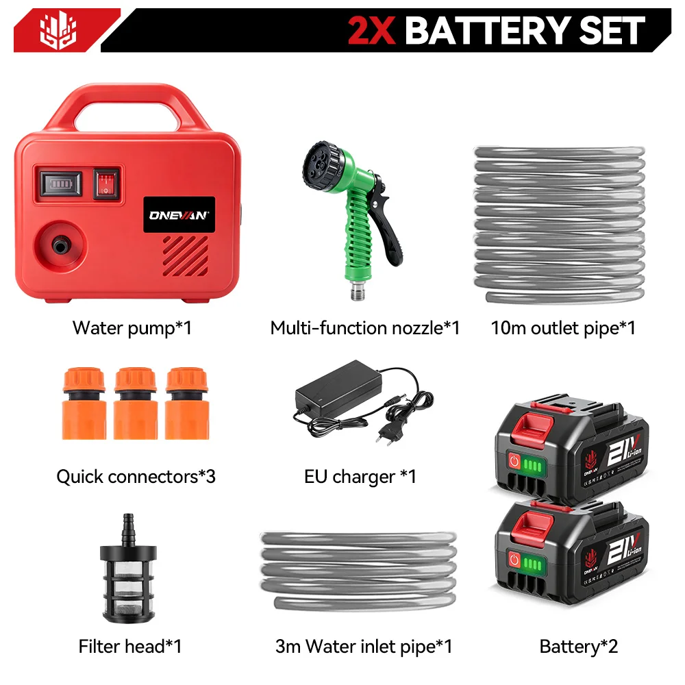 ONEVAN 260 W Elektrische Wasserpumpe 150 M Akku Bewässerung Maschine Wiederaufladbare Garten Bewässerung Werkzeuge Für Makita 18 V Batterie pin