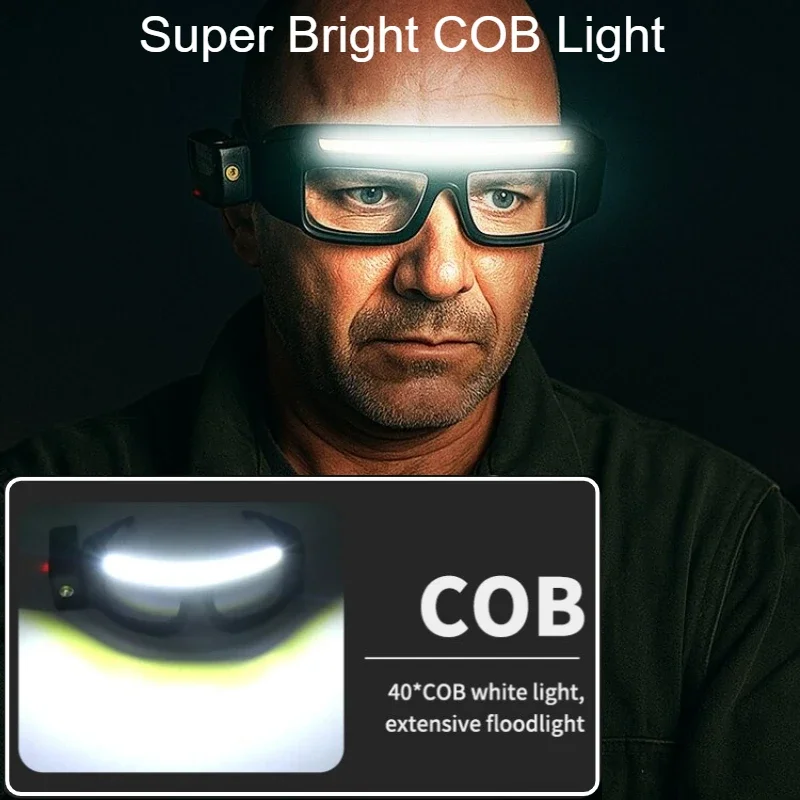 Outdoor Headlight with 90 Degree Adjustment 5 Lighting Modes Wave Sensor Technology Waterproof High Brightness for Security