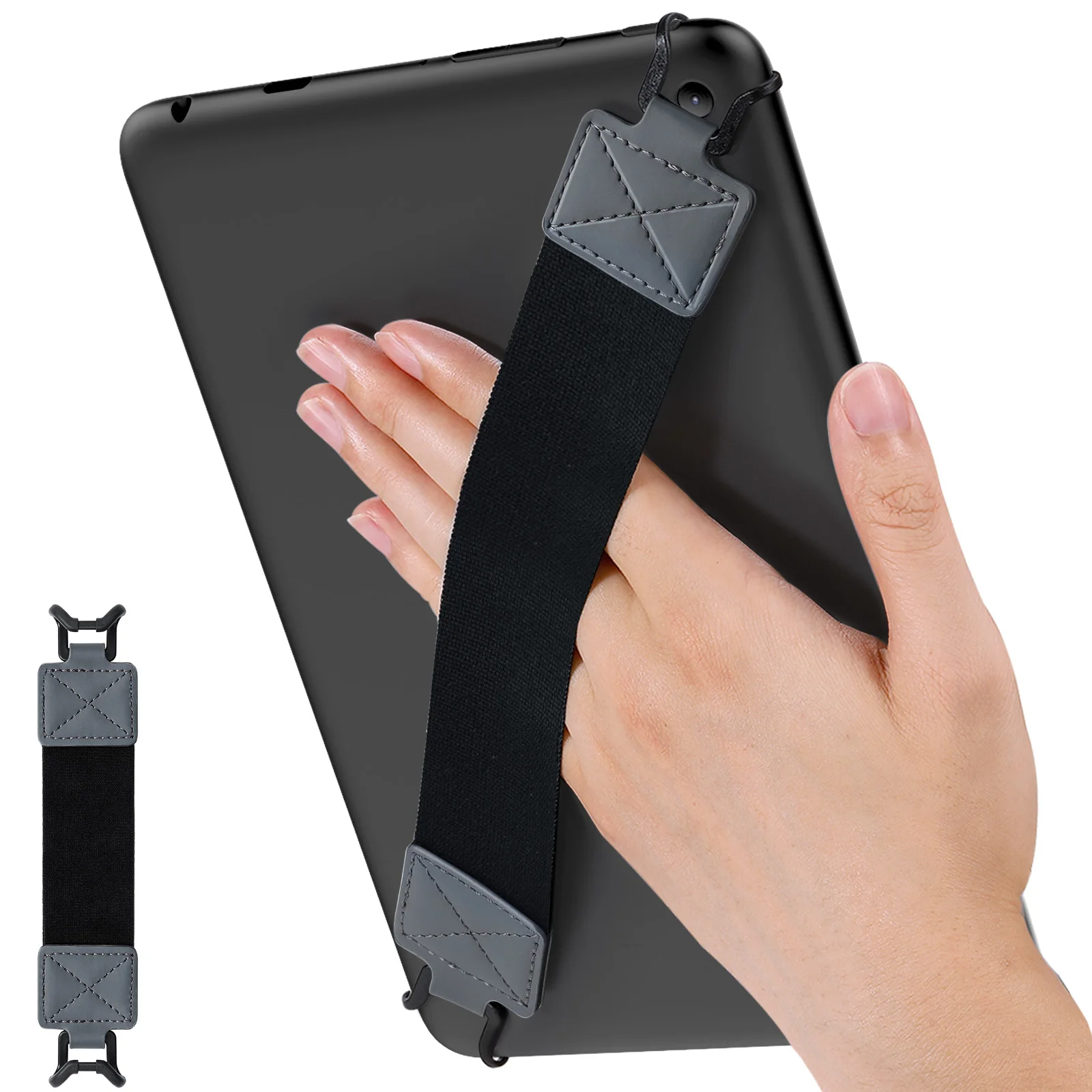 MoKo Alça de mão de segurança para iPad/iPad Pro/iPad Air/Kindle Fire HD/Samsung 9-11 polegadas tablet, alça de mão versátil de alta elasticidade