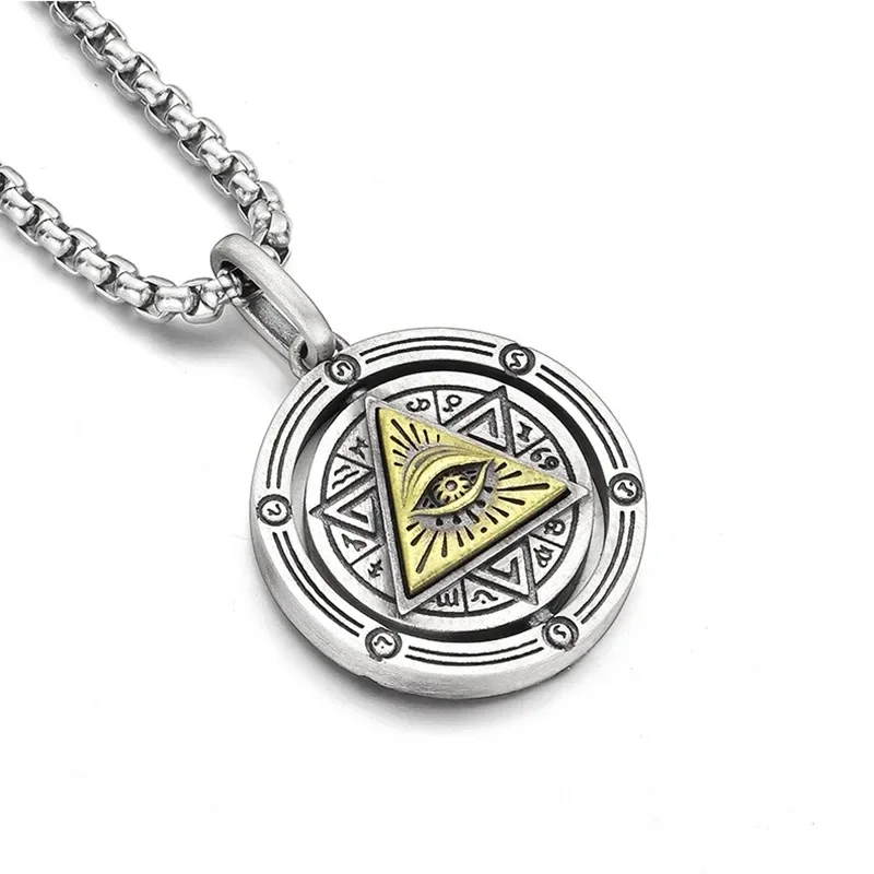 Ancient Egyptian Eye of Horus Evil Eye Necklace Double-Sided Rotating Pendant for Men and Women Ancient Egyptian Amulet Jewelry