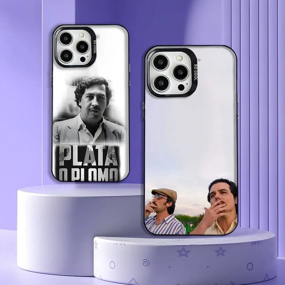 

Pablo Escobar Phone Case For iPhone 16,15,14,13,12,11,Mini,Pro,E,MAX Gray Matte Silicone Black Cover