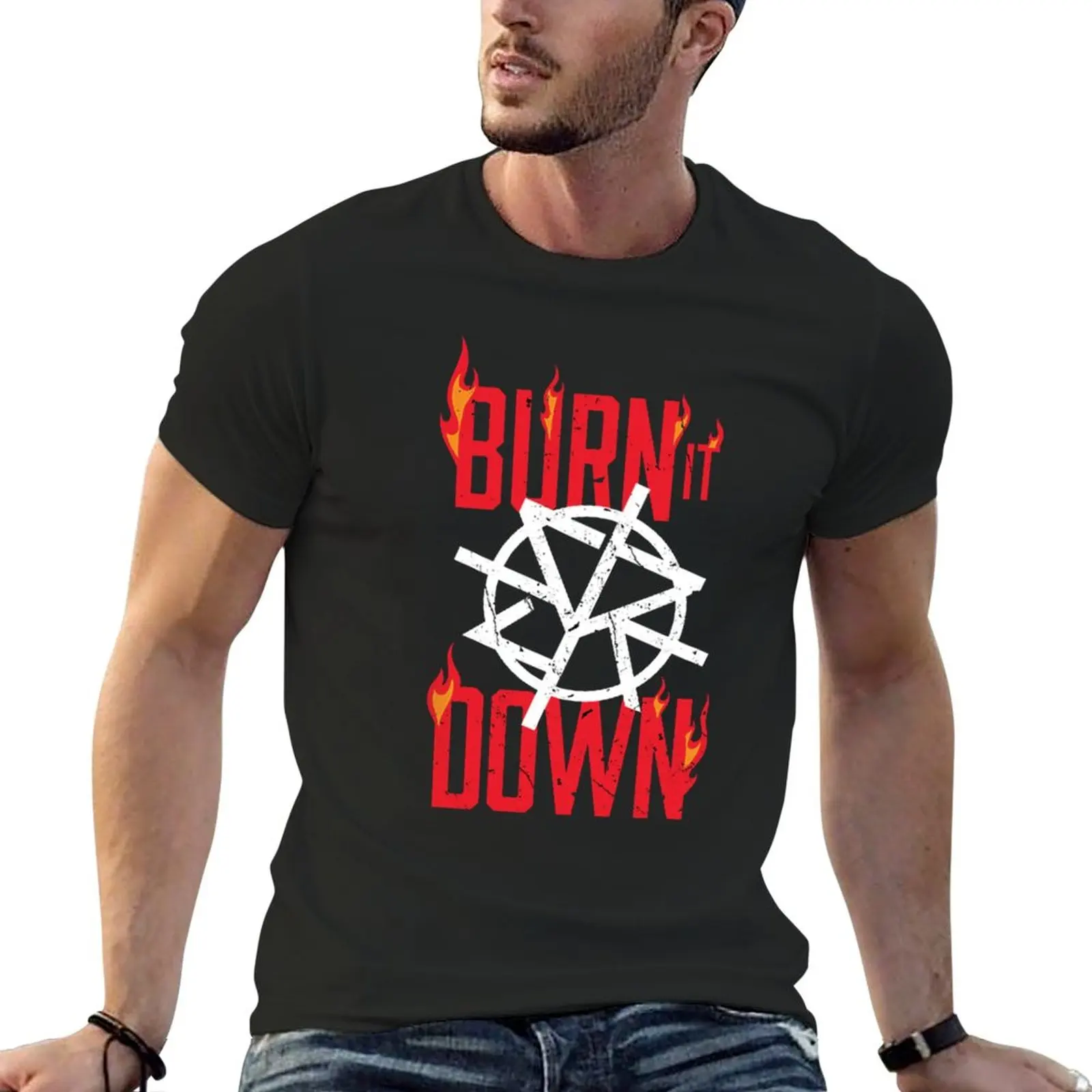 

Seth Rollins Burn It Down T-Shirt quick-drying boys whites vintage clothes customs design your own Men's t-shirt