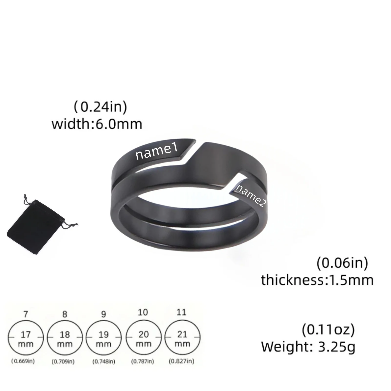 Personalized Stainless Steel Simple Name Ring