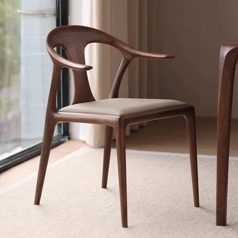 for Solid Wood Dining Chair Household Antique Style Toon Wood Duck Tongue Chair Designer Chair New Chinese Style Negotiation