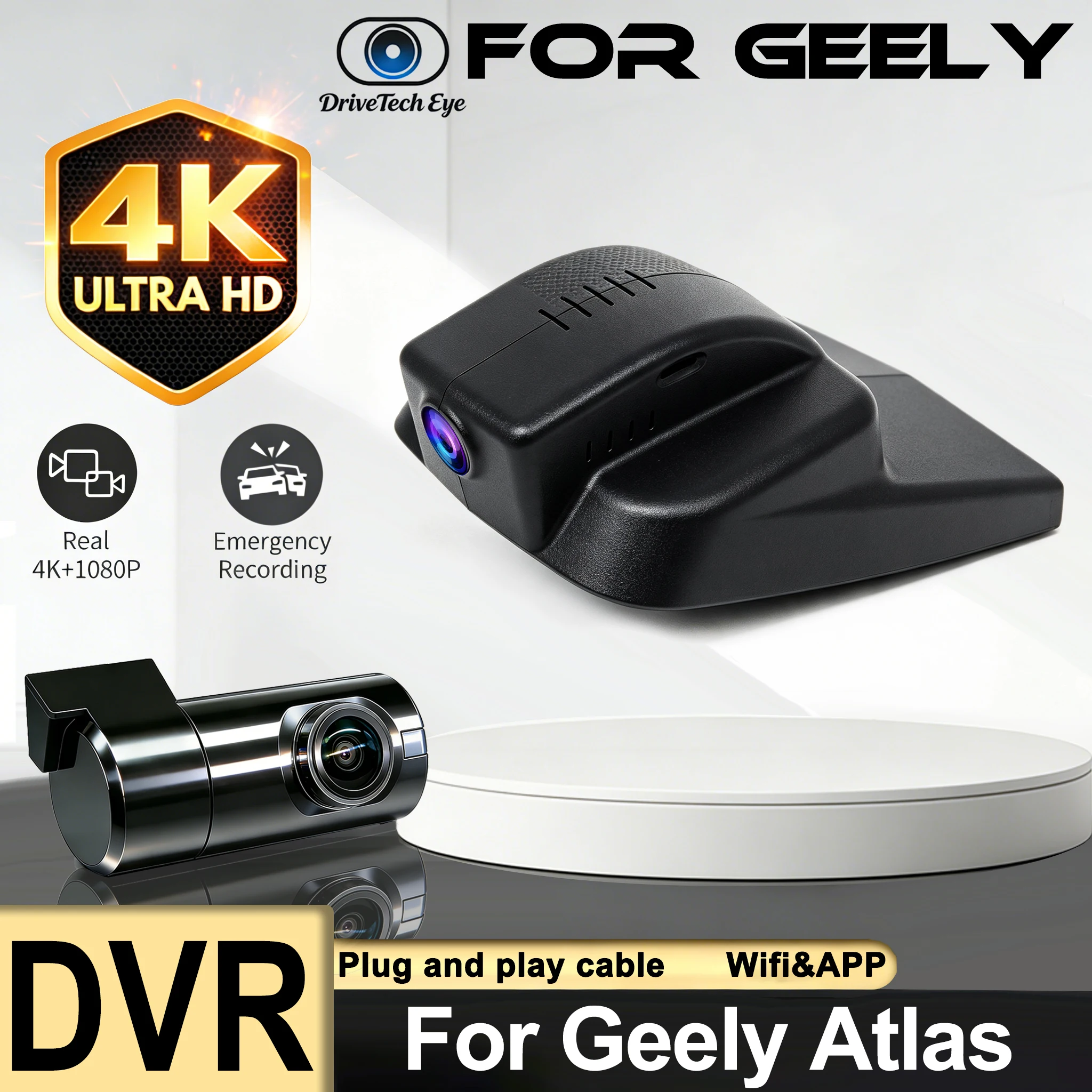 Dash Camera For Geely Atlas. NL-3 Video Recorder Driving Recorder Dash Cam Front and Rear Camera 4K 2160P WiFi Car DVR Dash Cam