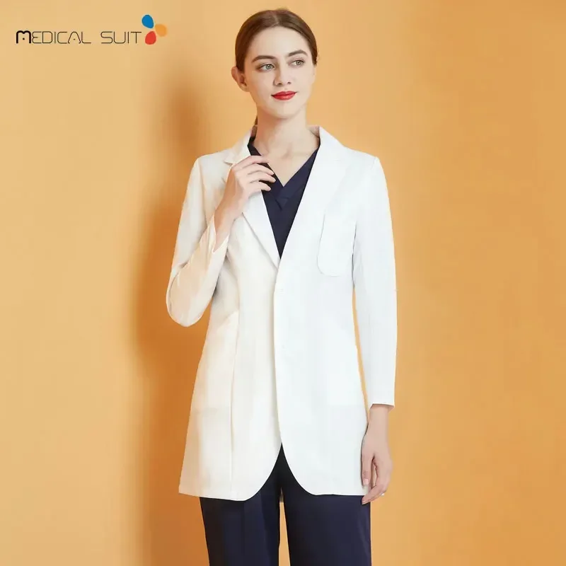 Beauty salon work clothes female short sleeve high-end spring and summer skin manager tattoo white coat doctor suit customized l