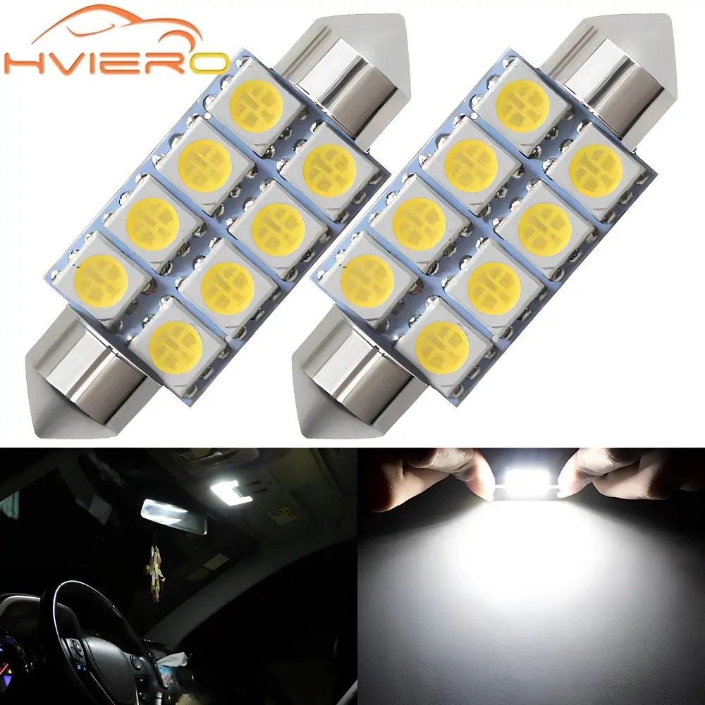 2X авто лицензия светодиодный 5050 4/6/8/9SMD DC 12 В купольный гирлянда дверное освещение лампы для чтения белые потолочные лампы аксессуары для интерьера автомобиля