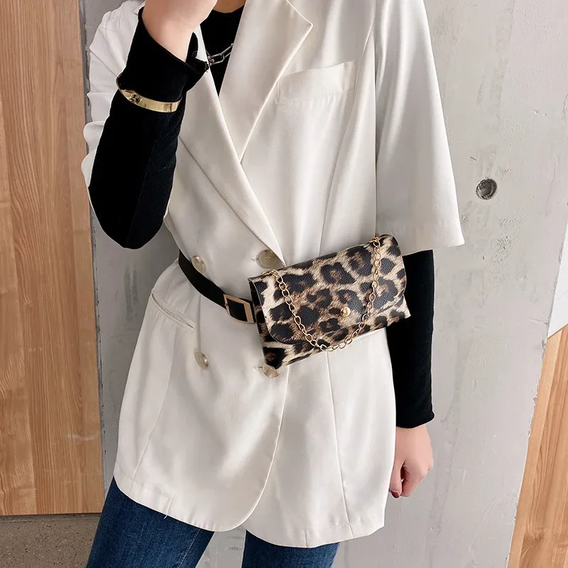 YoReAi Fashion Women Shoulder Bags Waist Fanny Pack Belt Leopard Pattern Retro Mobile Phone Bag Handbag Lady PU Purse Wholesale