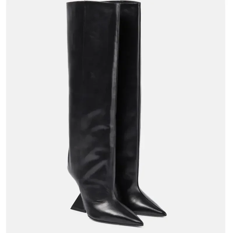 2023 New European and American Women\'s Knee Length Boots Fashion Pointed Shaped High Heels Women\'s Large Sleeve Boots