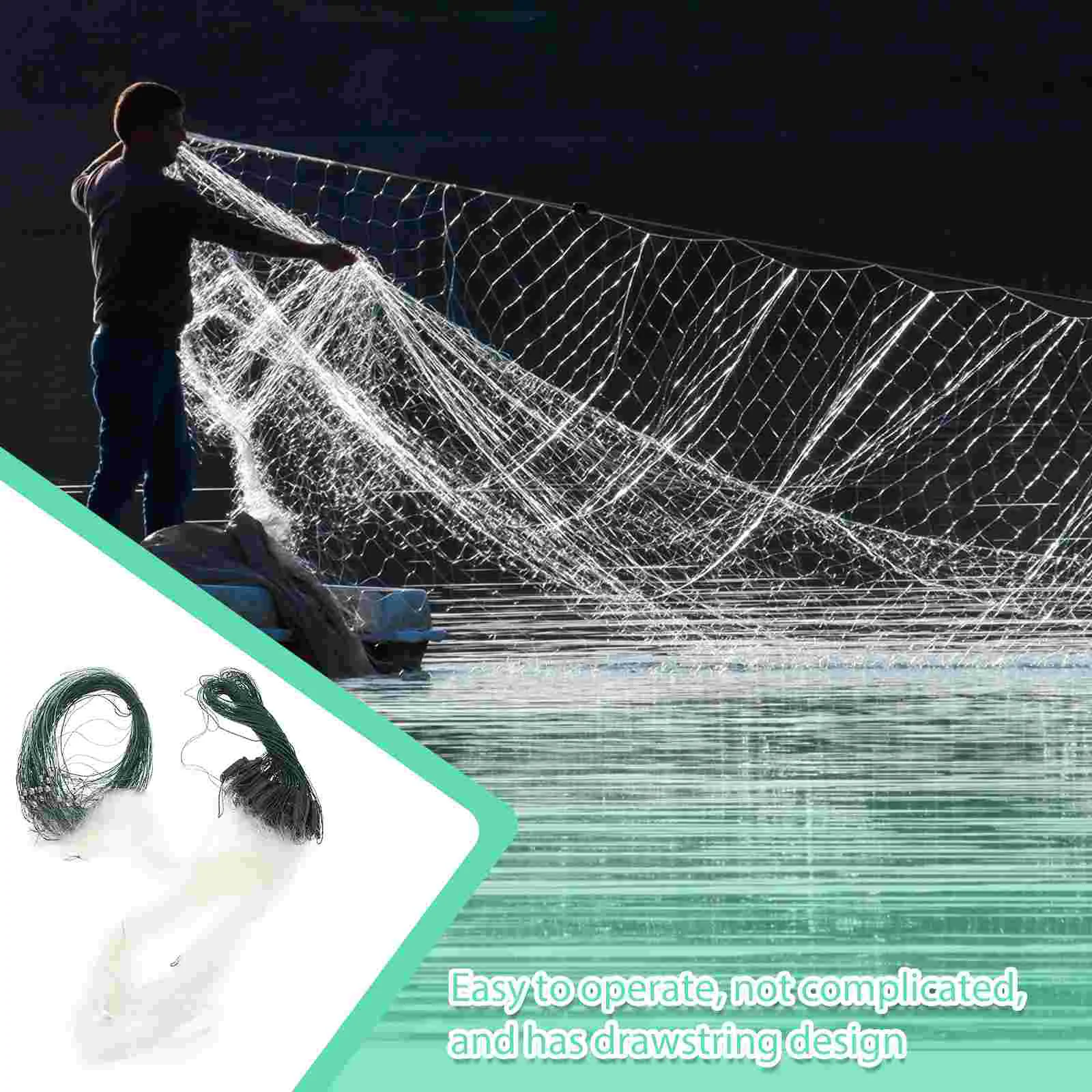 Monofilament Gill Network Single Layer Net Outdoor Fish Gillnet Trap (1m x 20m, Three Layer Round D