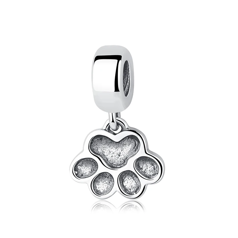 Original 925 Sterling Silber Charms Liebes-Tiermotiv Hund Katze Pfotenabdruck Anhänger Perlen Passend für Marken-Armbänder Halsketten Damen DIY Schmuck