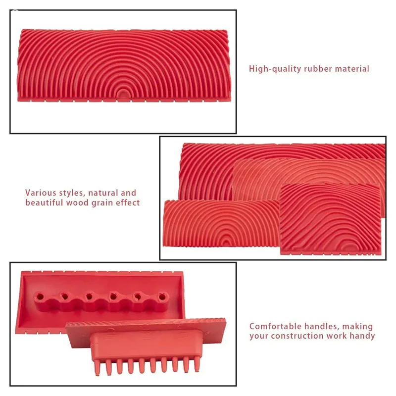 2 개/대 고무 롤러 브러시 그림 도구 모조 나무 그레인 벽화 홈 인테리어 아트 엠보싱 DIY 그레인