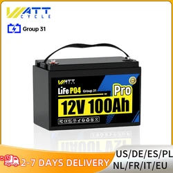 Wattcycle LiFePO4 Battery 12V 100Ah Pro Grade A+ Cells BMS Protection For RV/ Camping/ Boats/ Fishing/ Backup Power