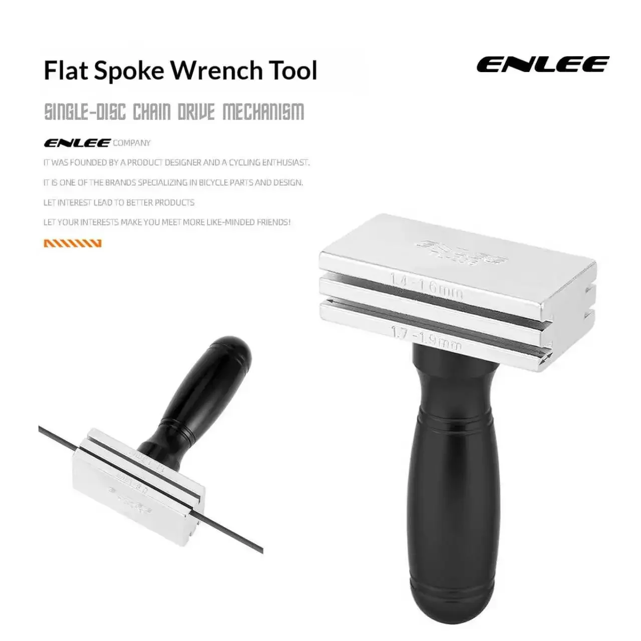 ENLEE TL-236 Flat Spoke Wrench 45# Steel Tool Head 4-Slot 0.8-1.9mm Spoke Nut Wrench Bicycle Wheel Assembly & Adjustment Tool