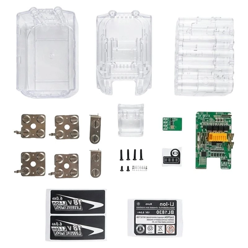 PCB Charging Protection Circuit Board BL1830 10X18650 Lithium Battery Transparent Shell Case Box For Makita 18V Battery