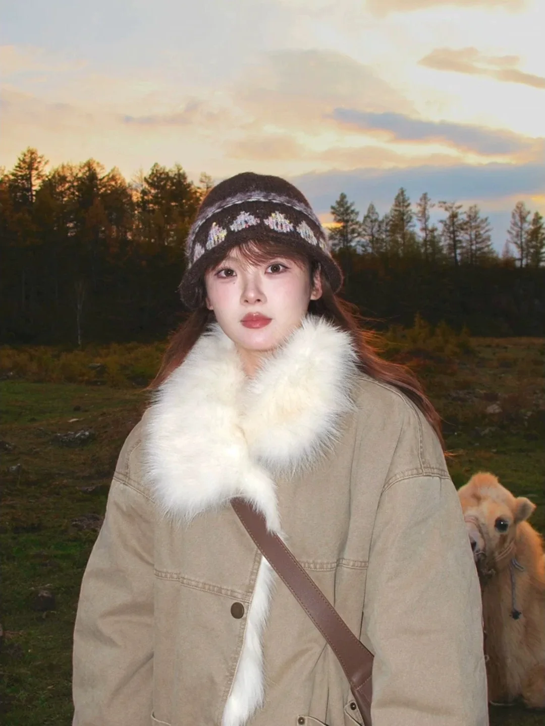 

Khaki Retro Stand Collar Workwear Parka Women's Winter Thiened Jaet Lapel Collar Long Sve Cotton Coat Single Button