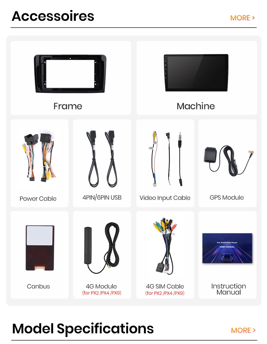 AWESAFE Kabelloses CarPlay Android Auto Radio für Mercedes Benz M-Klasse W164 GL-Klasse X164 ML GL Plug & Play FM BT RDS DSP GPS SWC – Detail 3
