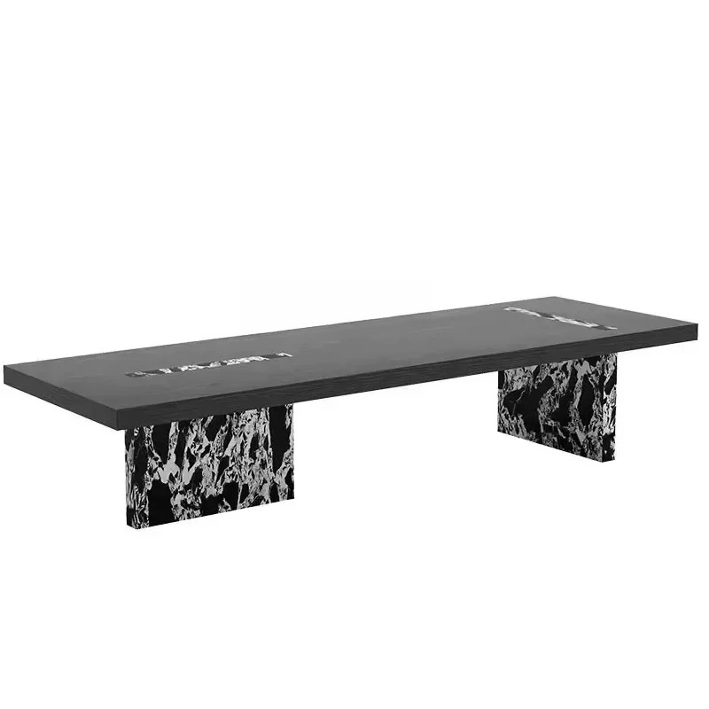 Cy56 YH Italian minimalist solid wood tea table light luxury modern black and white flower marble creative art tea table