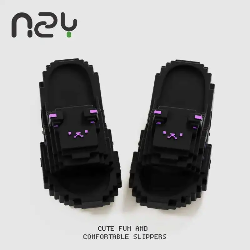 Building Block Pixel Bear Slippers For Women 2025 Summer New Thick Bottom EVA Anti Slip Shower Man Slippers