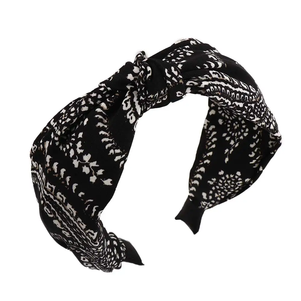 

Sweet Vintage Wide Side Check For Girls Flower Women Hair Hoop Knot Headband Grid Hairbands Korean Head Wrap
