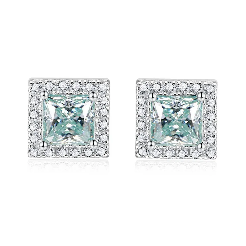 SACE GEMS GRA Certified Moissanite Studs Brincos para Homens e Mulheres, 925 Prata Esterlina, Ouro Branco 18K, Jóias Finas