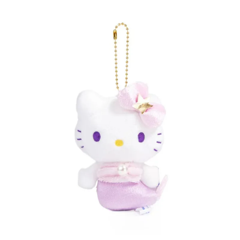 Kawaii sanrio olá kitty 50th aniversário sereia arco-íris brinquedos de pelúcia mochila pingente acessórios chaveiro boneca presente natal