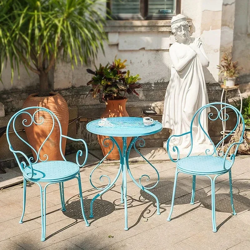 Set di mobili da giardino in ferro retrò europeo minimalista Set da tavolo e sedie per balcone da giardino per cortile esterno Tavolo da pranzo per caffè