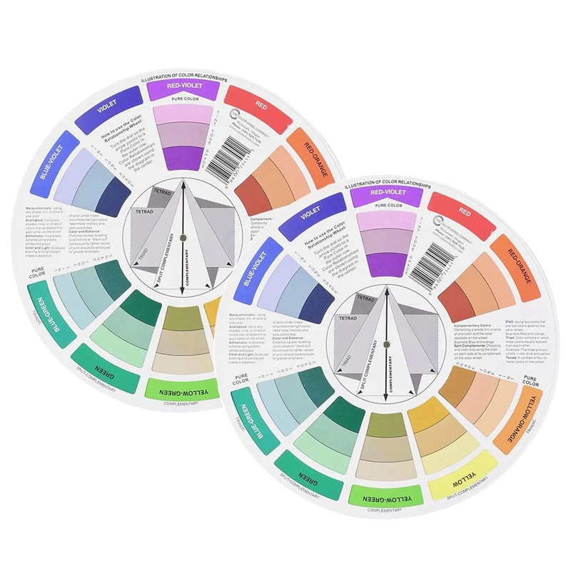 Color Mixing Guides for Blending Painting, Creative Wheel, Learning Guide, Art Teaching Tool, 2Set, 9in
