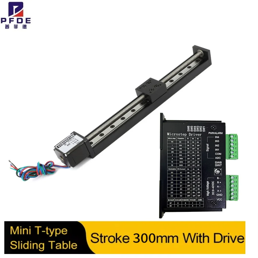 

Линейная платформа-слайдер T-образного типа с ЧПУ, ход 300 мм, направляющая для транспортировки, комплект с шаговым двигателем и интегрированным приводом