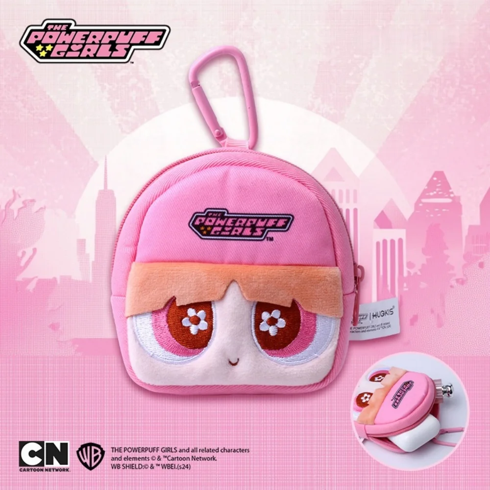 本物のパワーパフガールズ小銭入れ漫画スクールバッグシリーズブロッサムバブルズジッパーウォレットポーチカード用データケーブルギフト