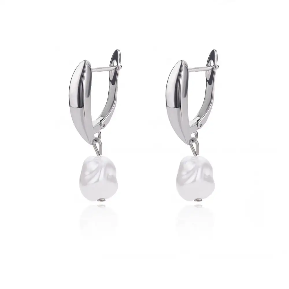 Women's Vintage Punk Round Baroque Pearl Circle Earrings
