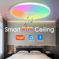 MARPOU RGB Ceiling Light Smart LED Home Lamp with Music Speaker Remote Control TUYA APP Dimming Indoor Decor Bedroom Living Room