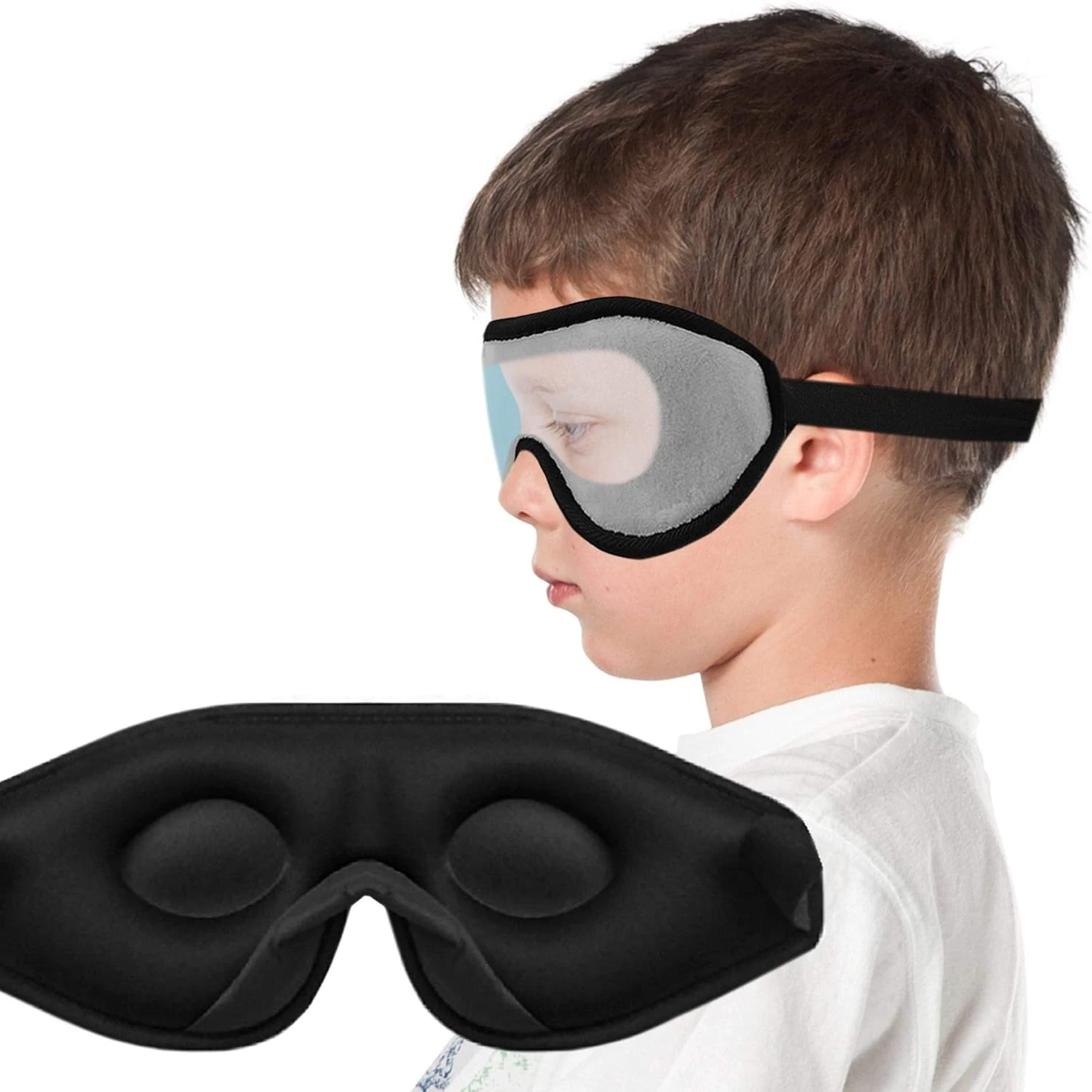 Sleep Mask for Kids Blockout Light Memory Foam 3D Contoured Eye Mask Travel Sleep Mask Night Blindfolds for Kids Girls Boys